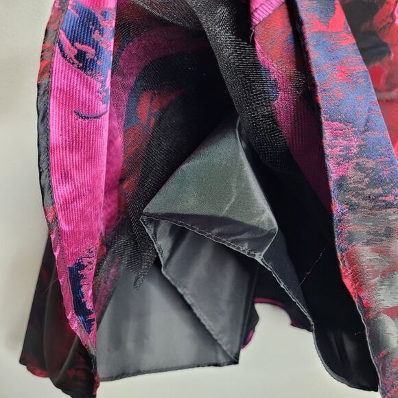 Xscape Fit Flare Mini Dress Black Red Pink Floral Metallic Cocktail Homecoming - Picture 4 of 7